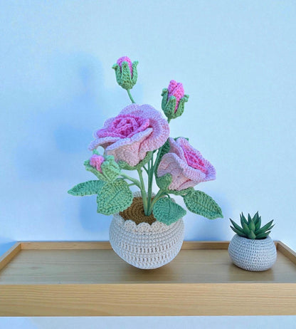 Handmade Crochet Lily Flower in Pot, Mother’s Day Gift