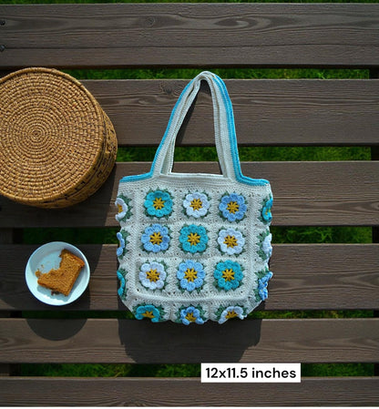 Handmade Crochet Flowers Shoulder Bag, Crochet Flowers Handbags, Valentine Gift, Birthday Gift
