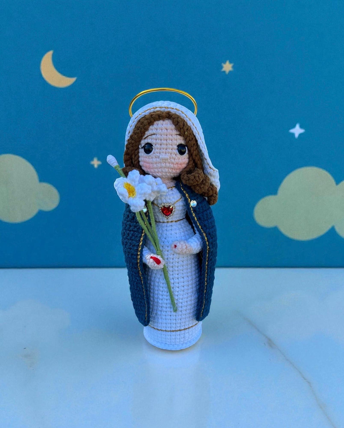Handmade Crochet Virgin Mary Rosary