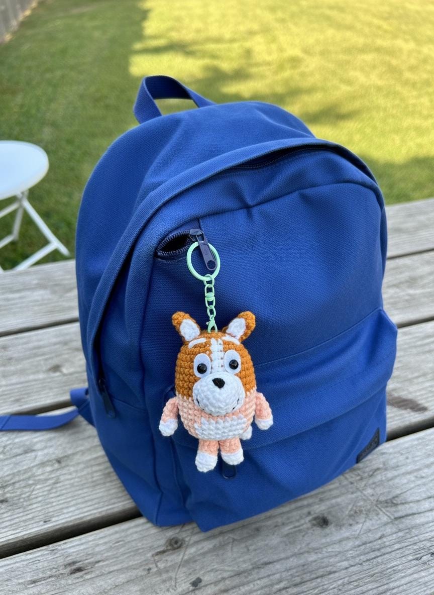 Crochet Bluey And Bingo Keychain
