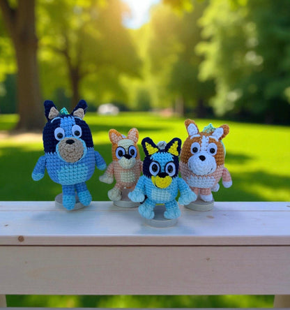 Crochet Bluey And Bingo Keychain