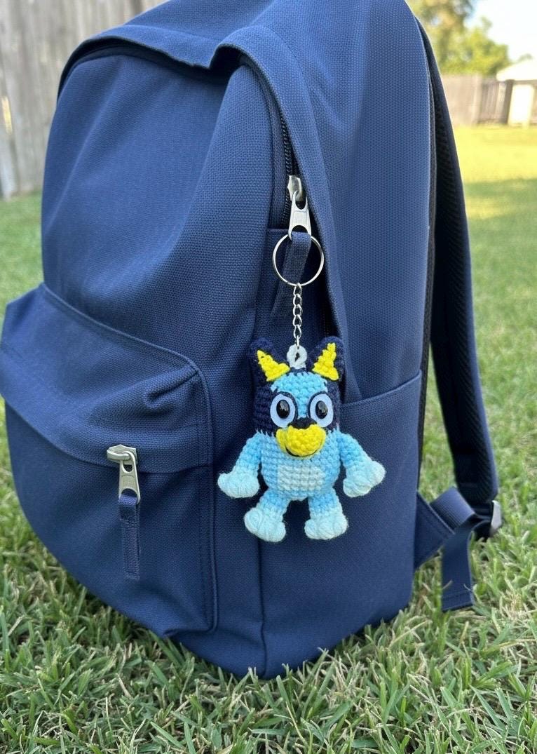 Crochet Bluey And Bingo Keychain