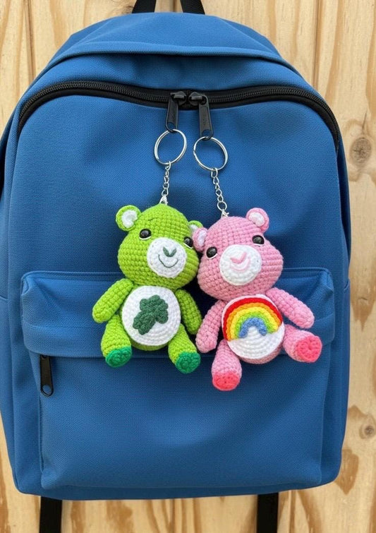 Crochet Bear with Heart Keychain, Valentines Gift