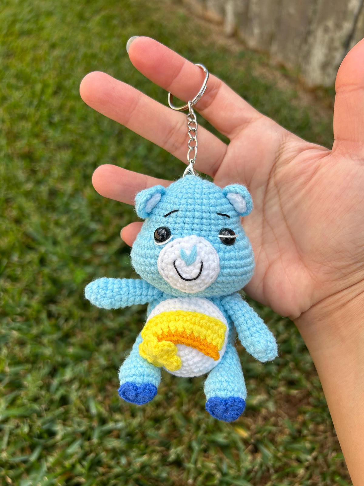 Crochet Bear with Heart Keychain, Valentines Gift