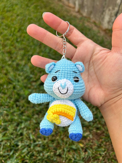 Crochet Bear with Heart Keychain, Valentines Gift