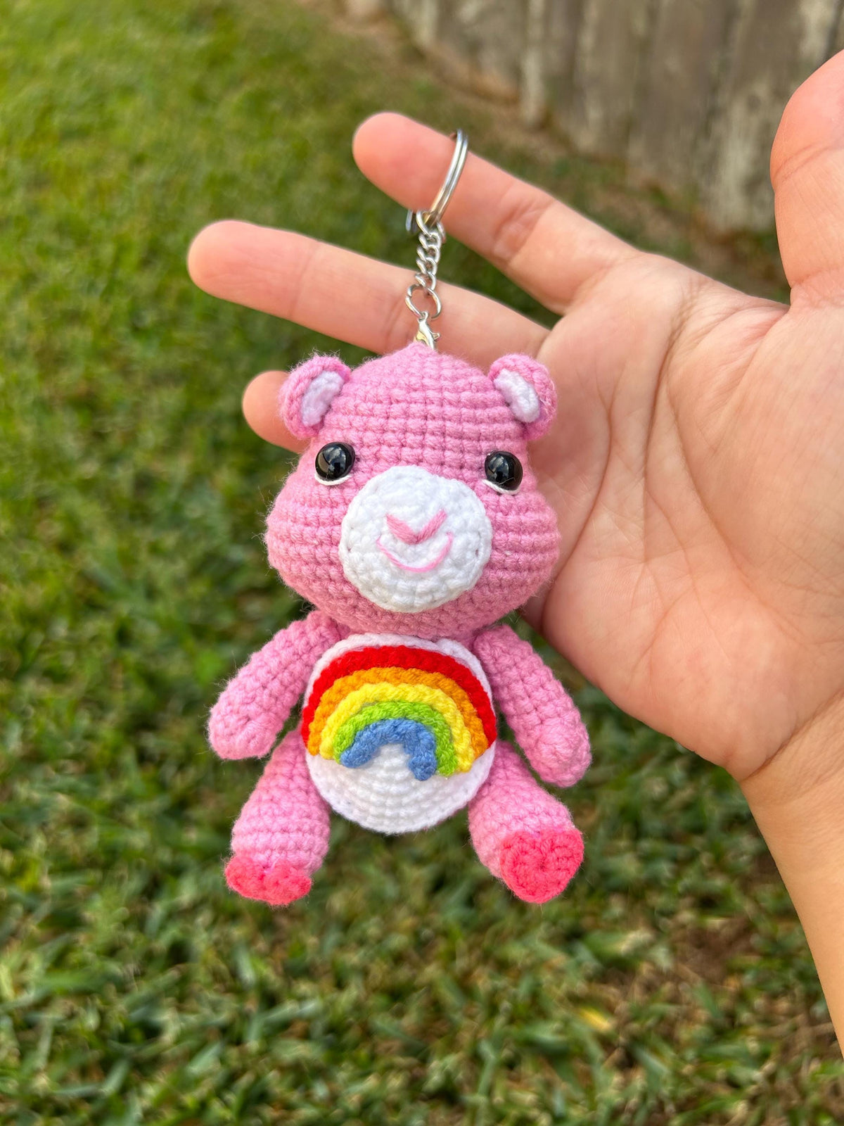 Crochet Bear with Heart Keychain, Valentines Gift