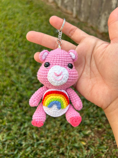 Crochet Bear with Heart Keychain, Valentines Gift
