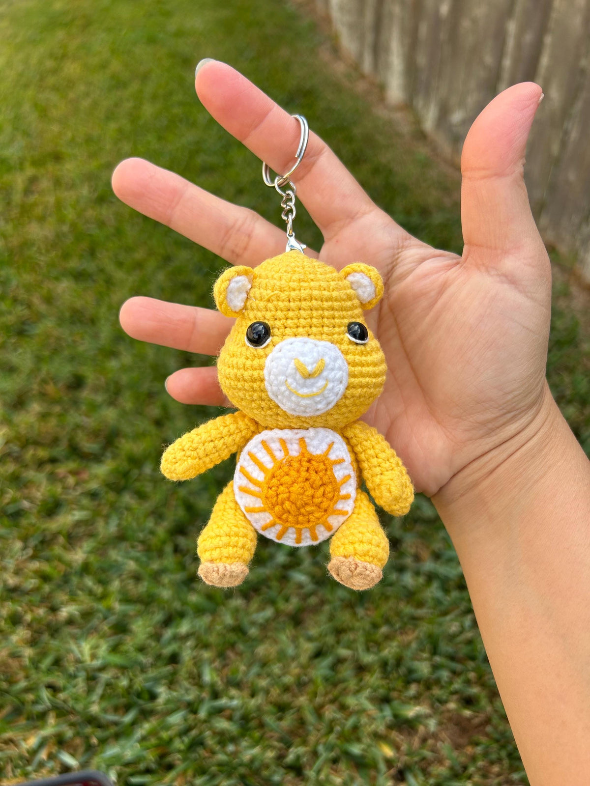 Crochet Bear with Heart Keychain, Valentines Gift