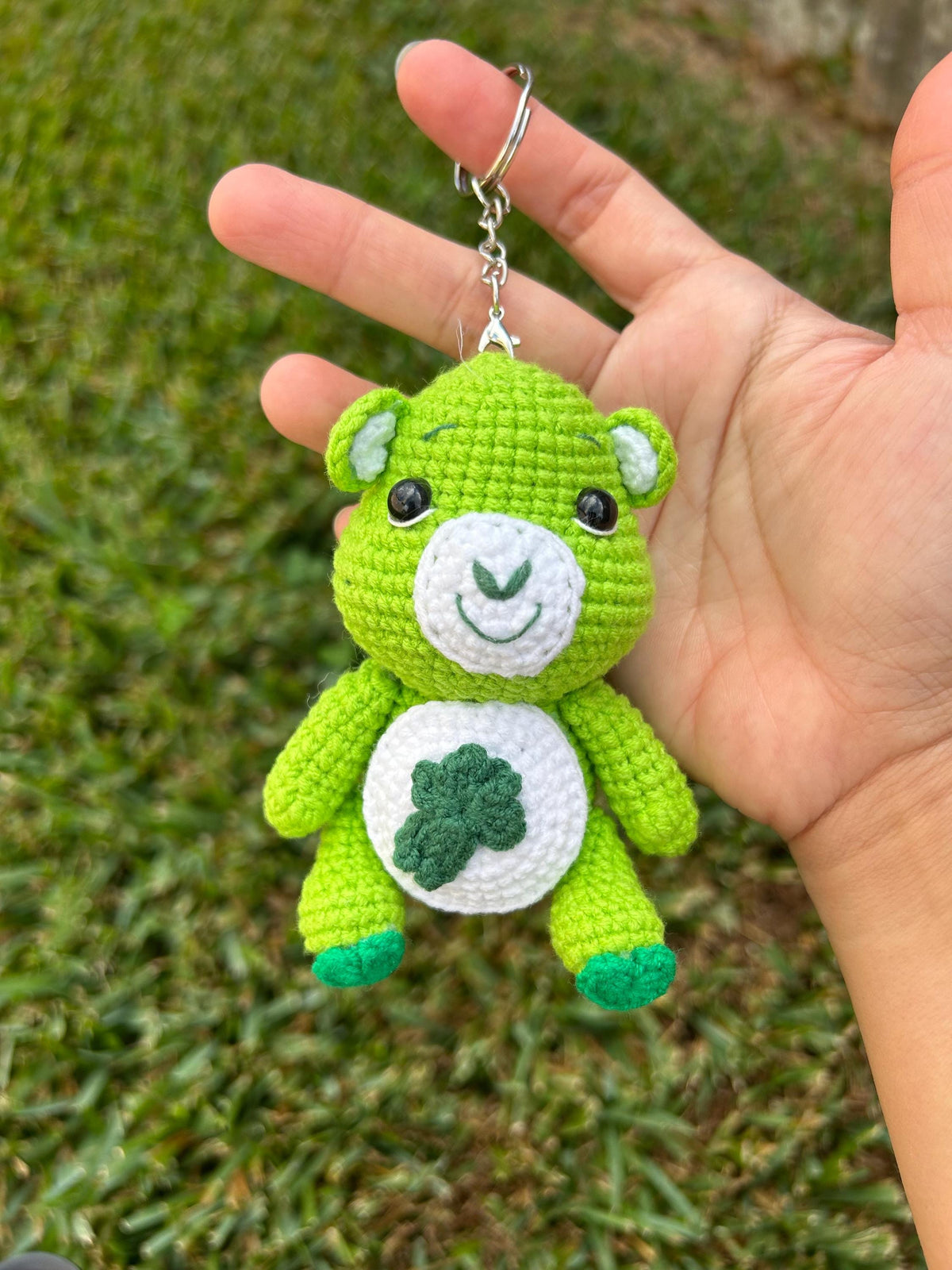 Crochet Bear with Heart Keychain, Valentines Gift