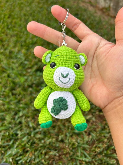 Crochet Bear with Heart Keychain, Valentines Gift