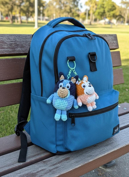 Crochet Bluey And Bingo Keychain