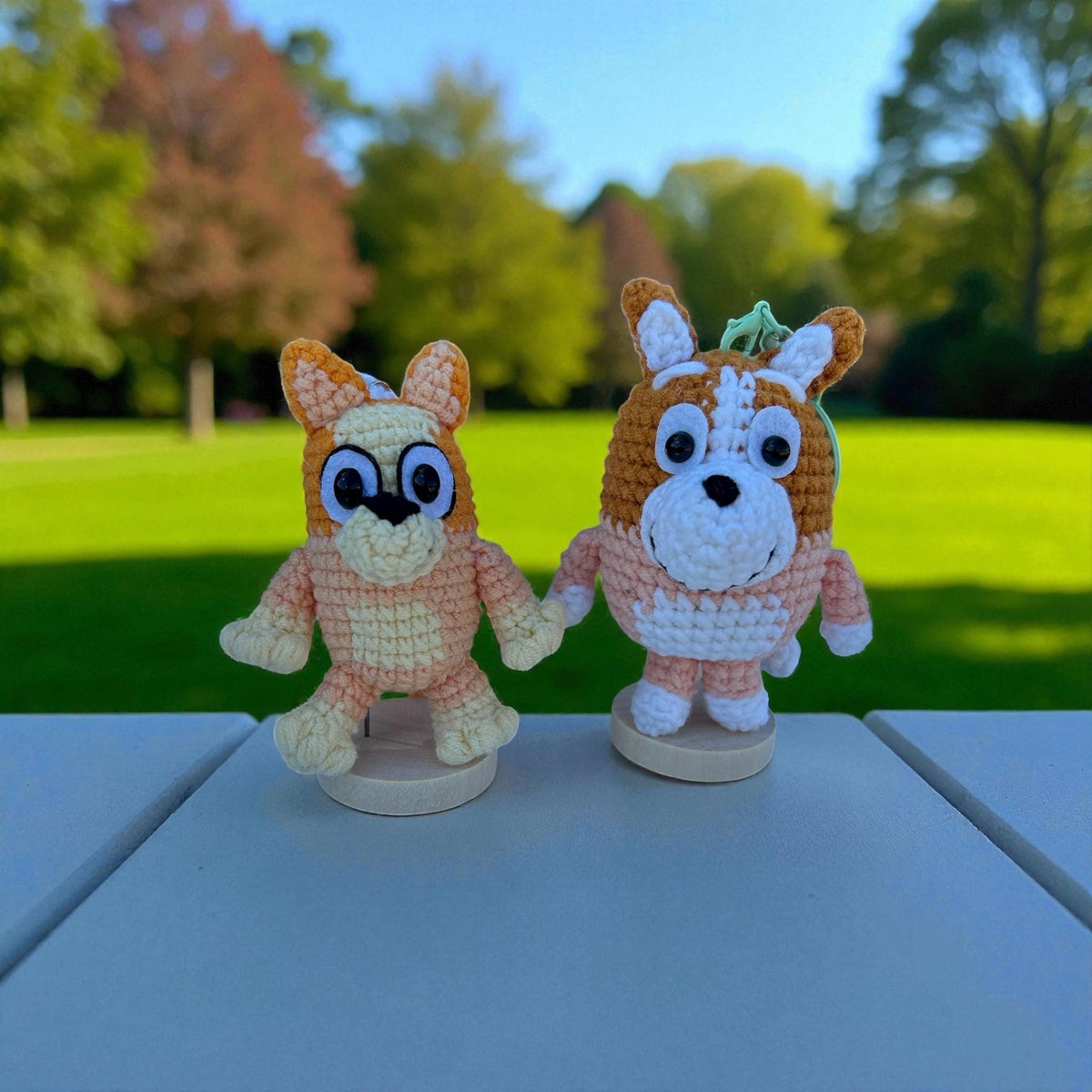 Crochet Bluey And Bingo Keychain