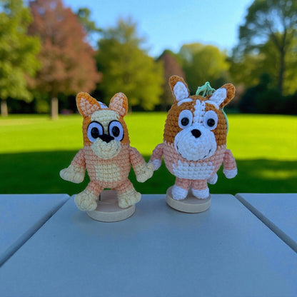 Crochet Bluey And Bingo Keychain