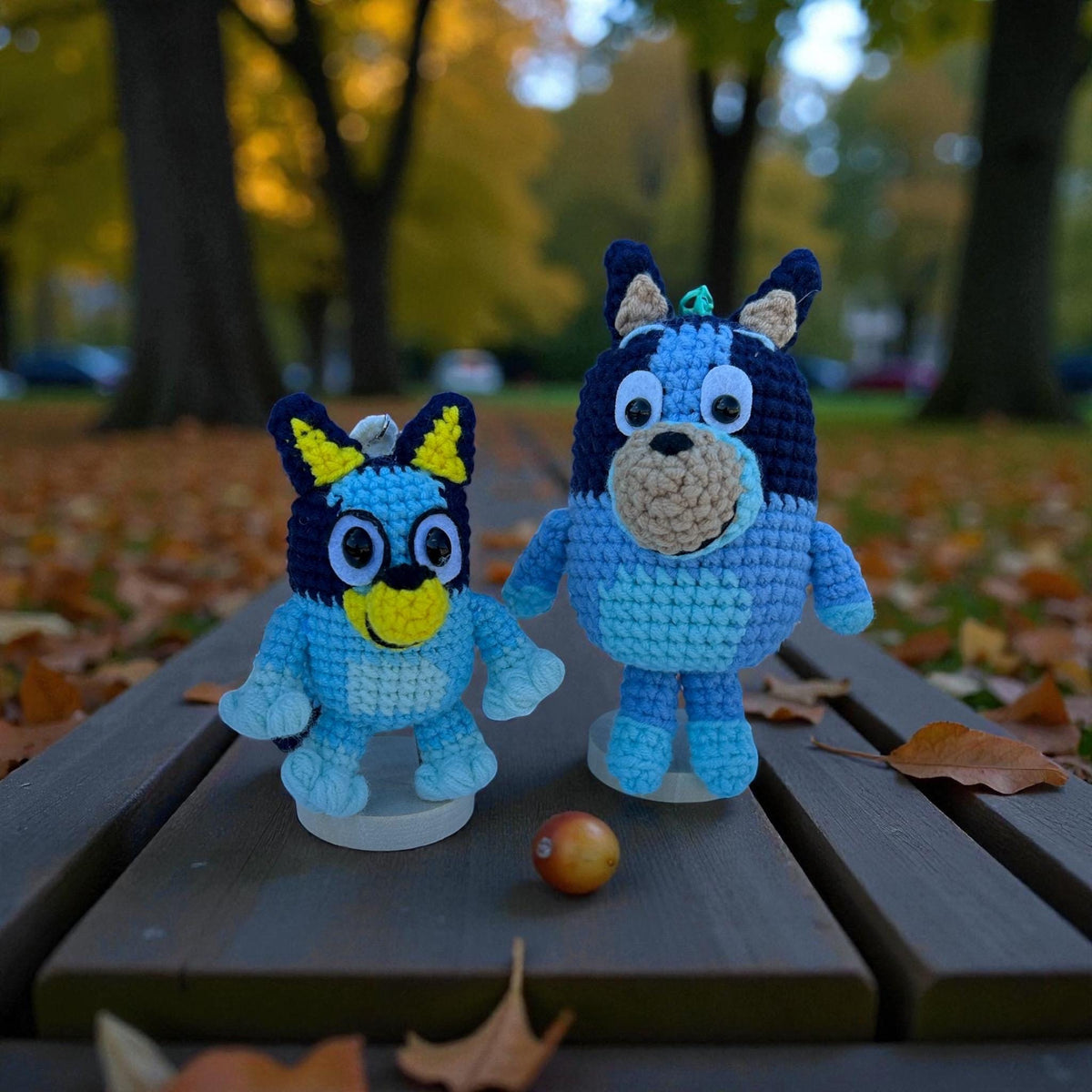 Crochet Bluey And Bingo Keychain