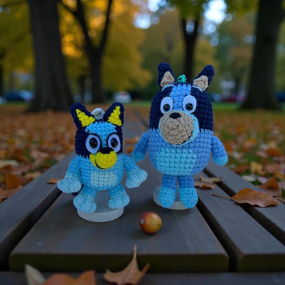 Crochet Bluey And Bingo Keychain