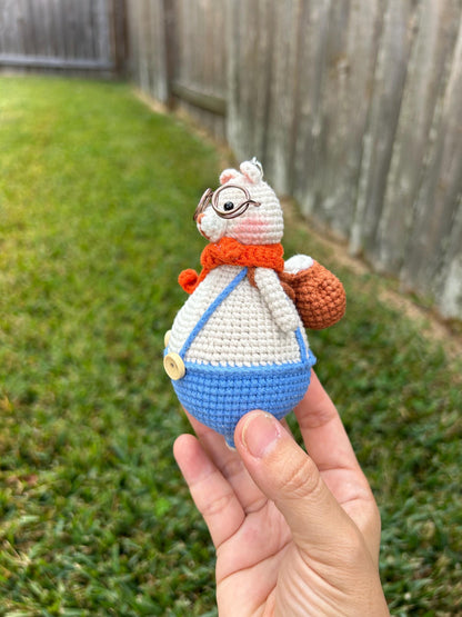Crochet Bear with Heart Keychain, Valentines Gift