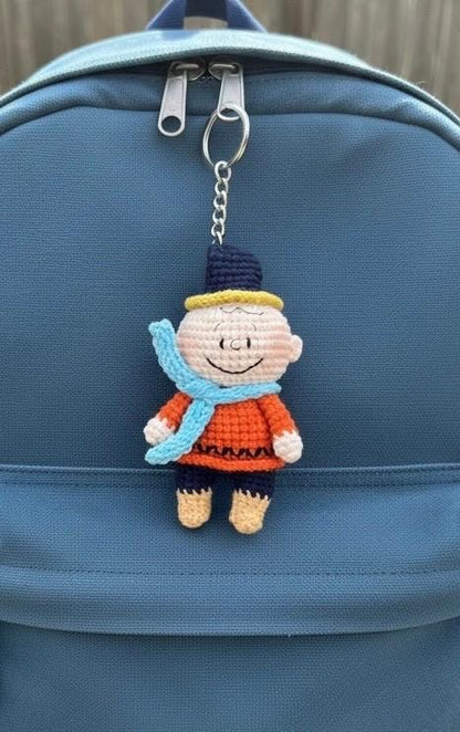 Crochet Snoopy Keychain: Soft Baby Yarn, Party Hat
