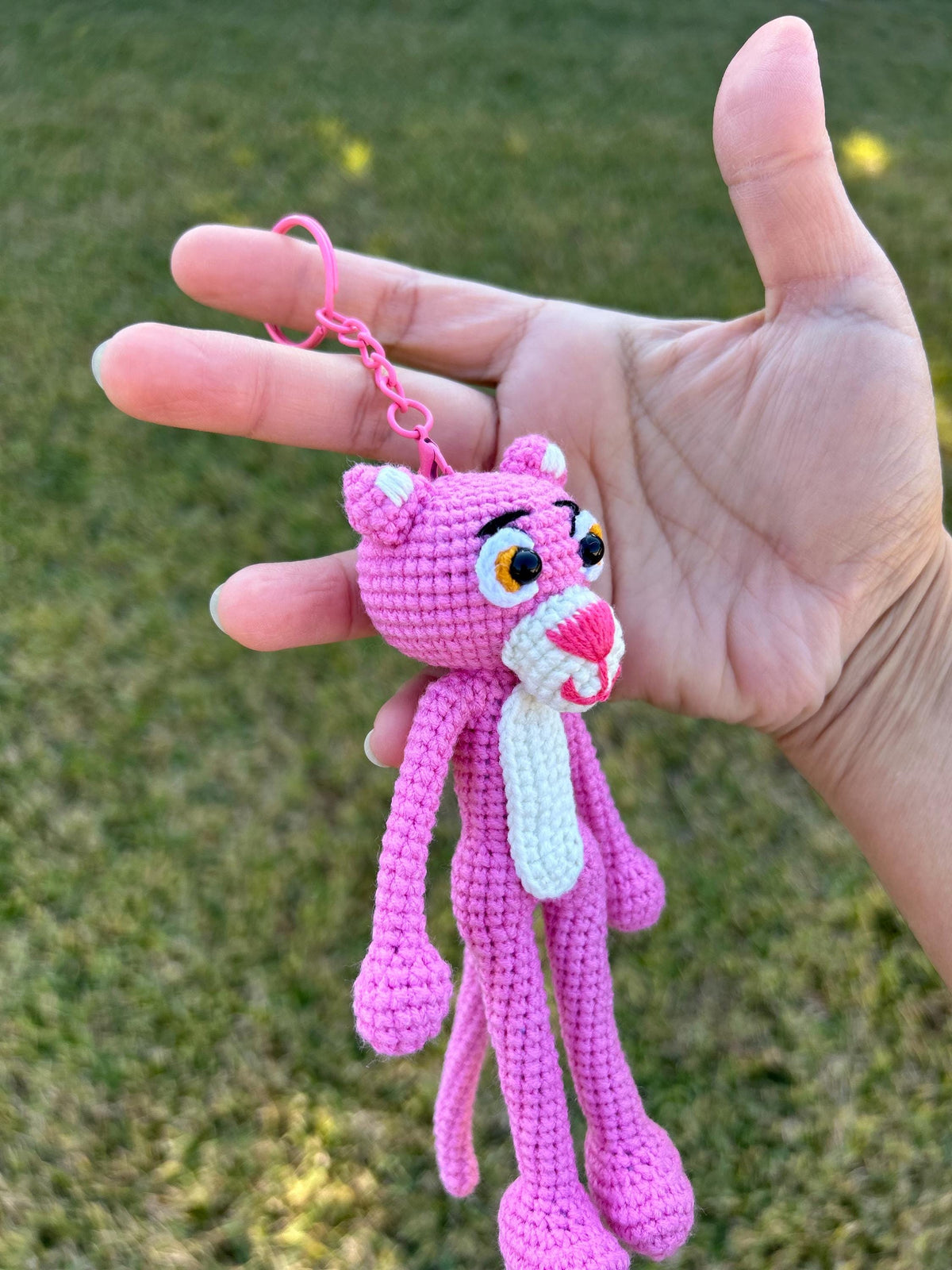 Crochet Pink Panther Keychain