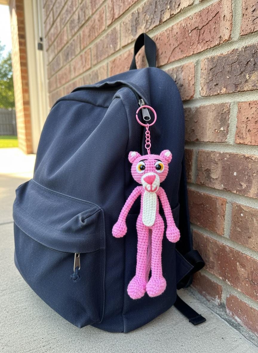 Crochet Pink Panther Keychain