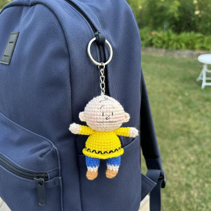 Crochet Snoopy Keychain: Soft Baby Yarn, Party Hat