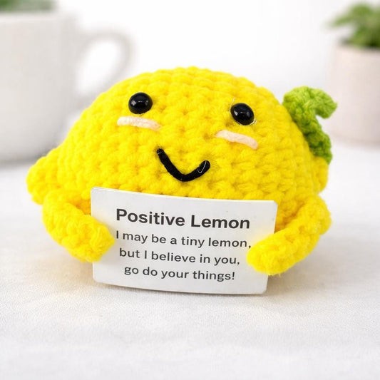 Positive Lemon Crochet Plush with Encouragement Card