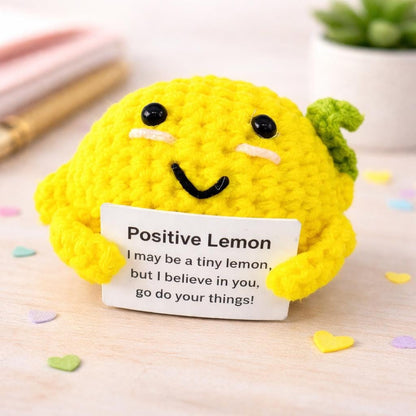 Positive Lemon Crochet Plush with Encouragement Card
