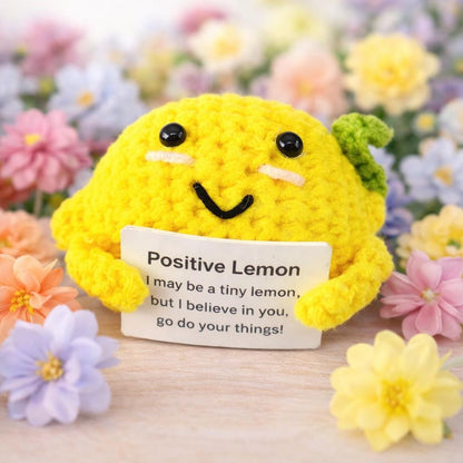 Positive Lemon Crochet Plush with Encouragement Card