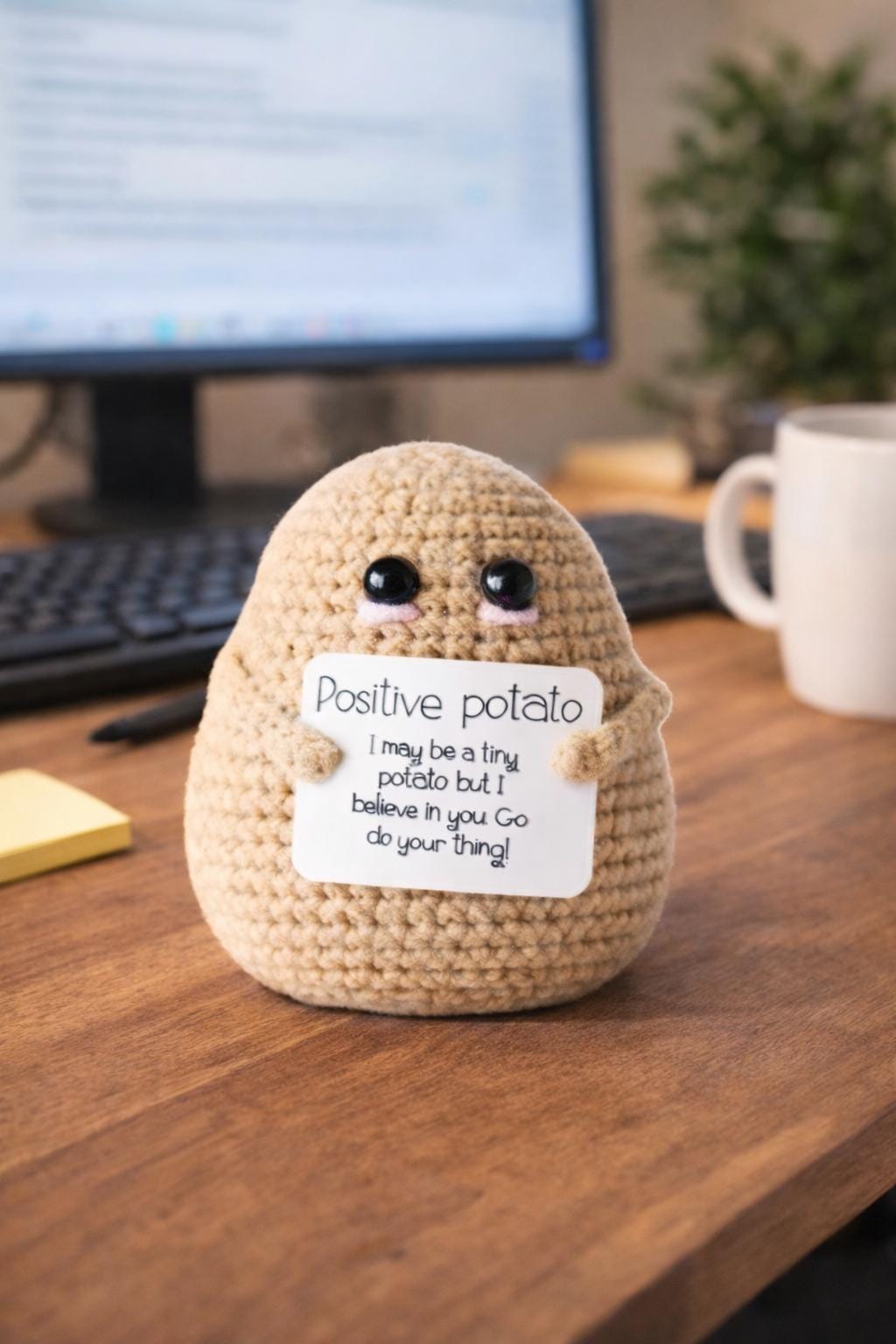 Positive Potato Crochet Motivational Plush Encouragement Gift