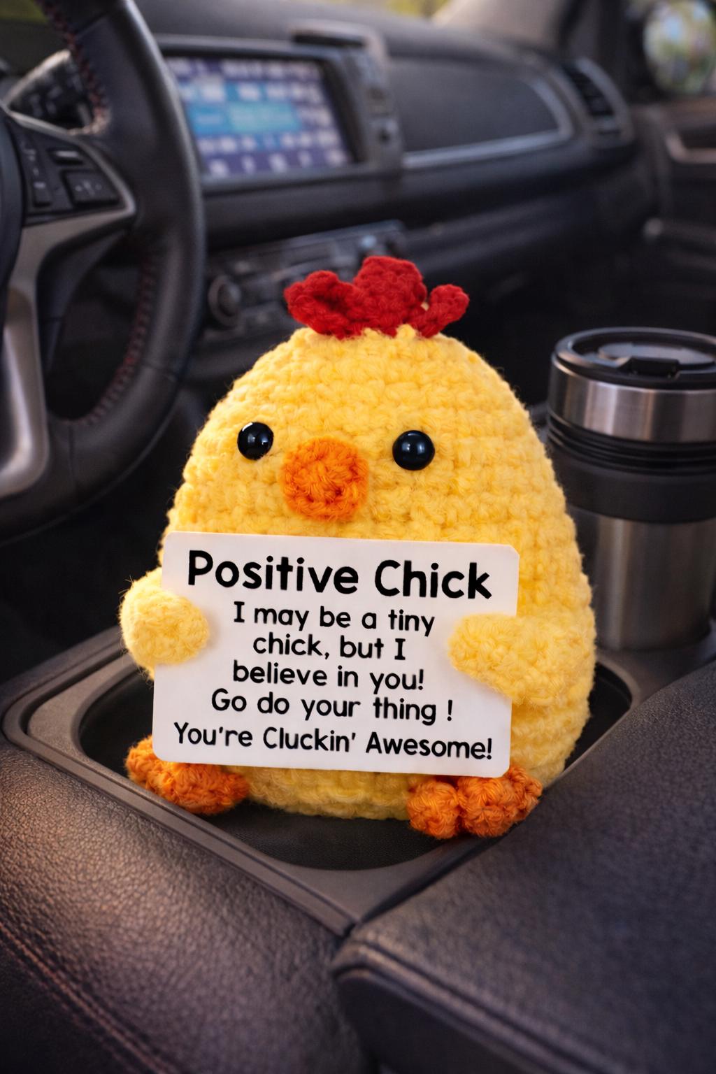 Positive Chick Crochet Motivational Plush with Card Gift