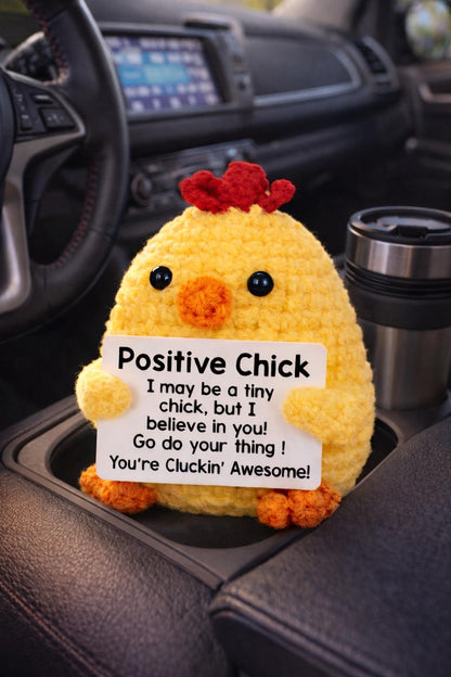 Positive Chick Crochet Motivational Plush with Card Gift