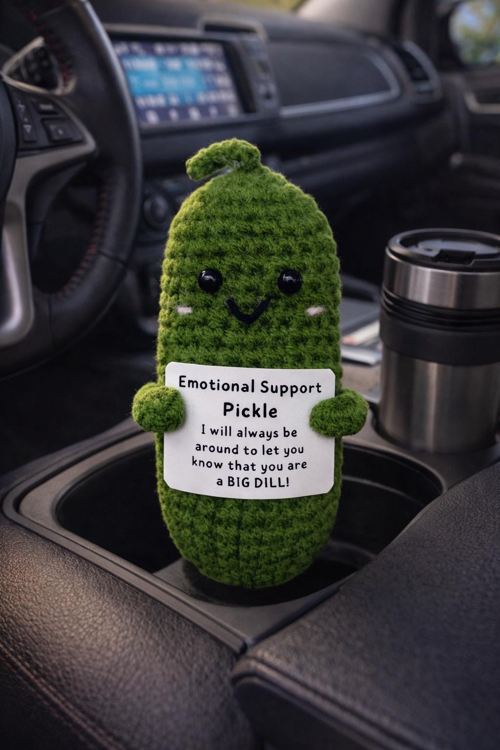 Emotional Support Pickle Crochet Plush with Funny Card Gift