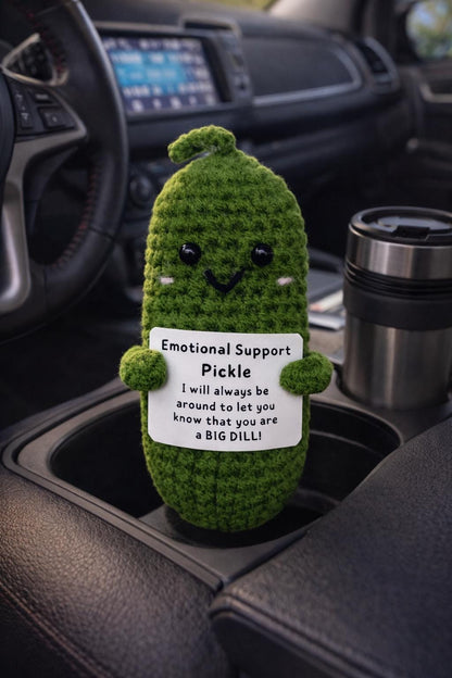 Emotional Support Pickle Crochet Plush with Funny Card Gift