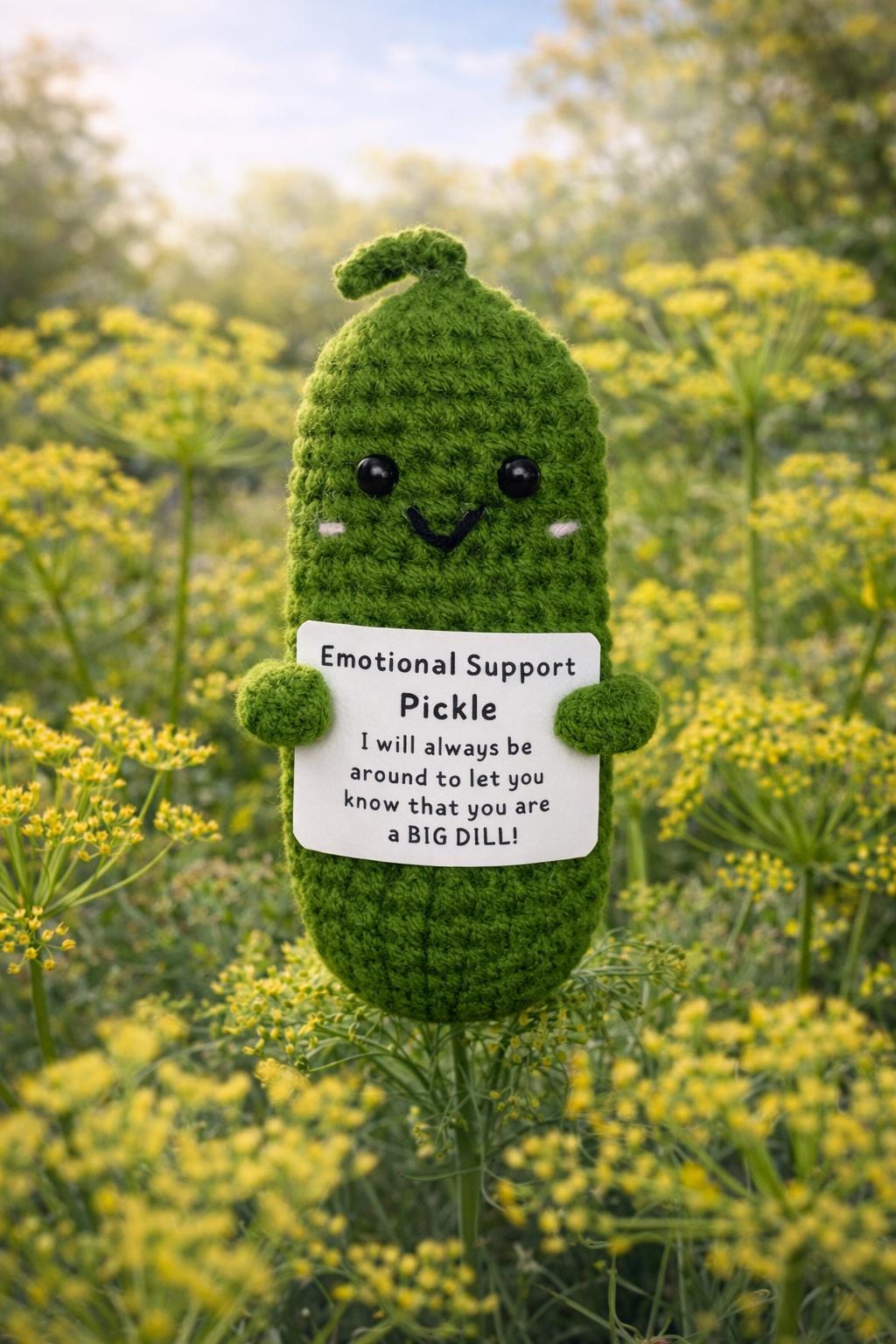 Emotional Support Pickle Crochet Plush with Funny Card Gift