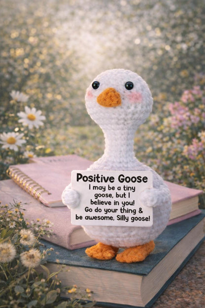 Positive Goose Crochet Motivational Plush Silly Goose Gift