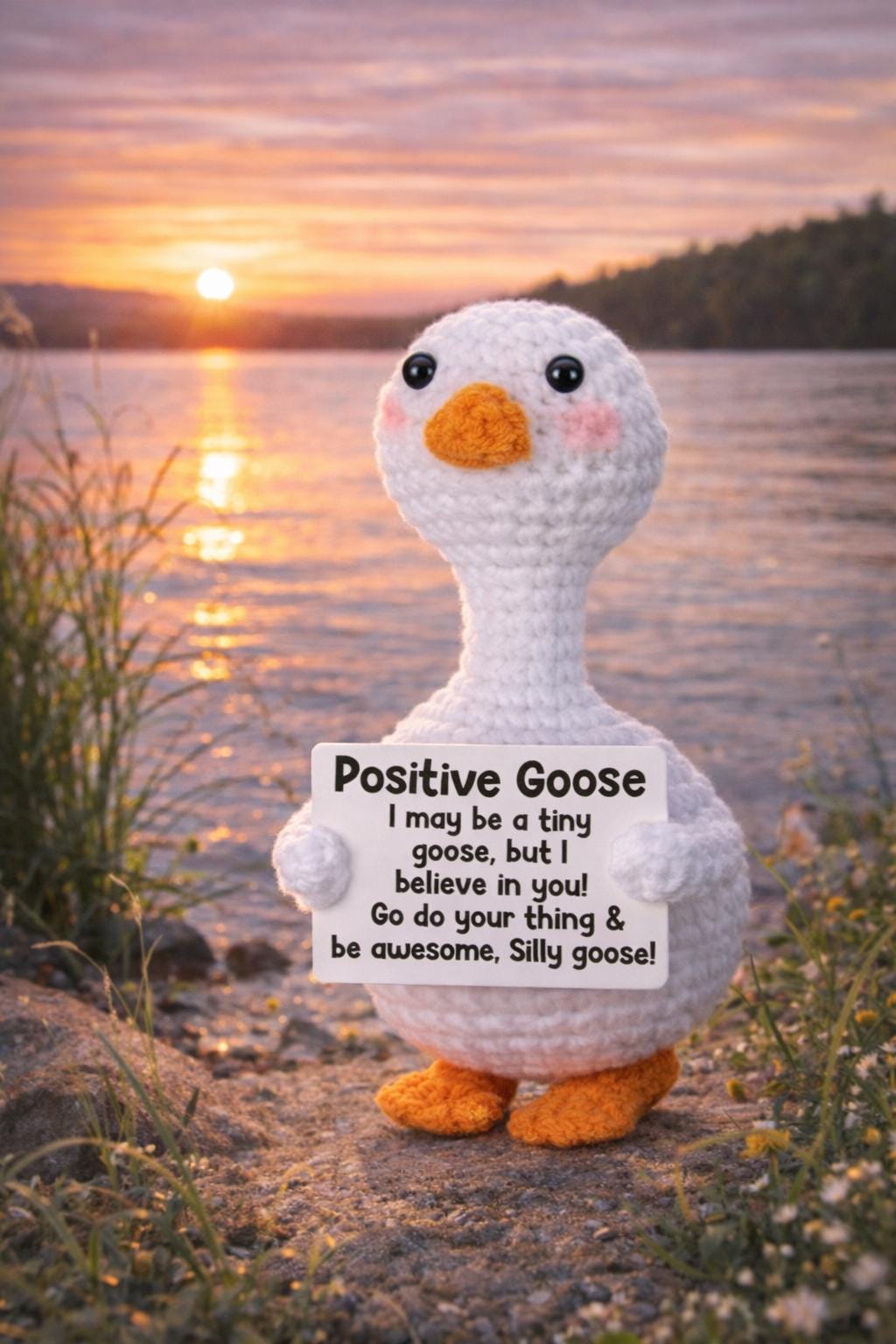 Positive Goose Crochet Motivational Plush Silly Goose Gift