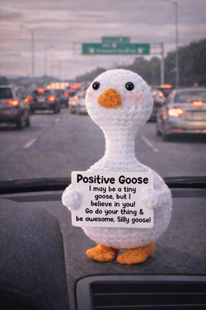 Positive Goose Crochet Motivational Plush Silly Goose Gift