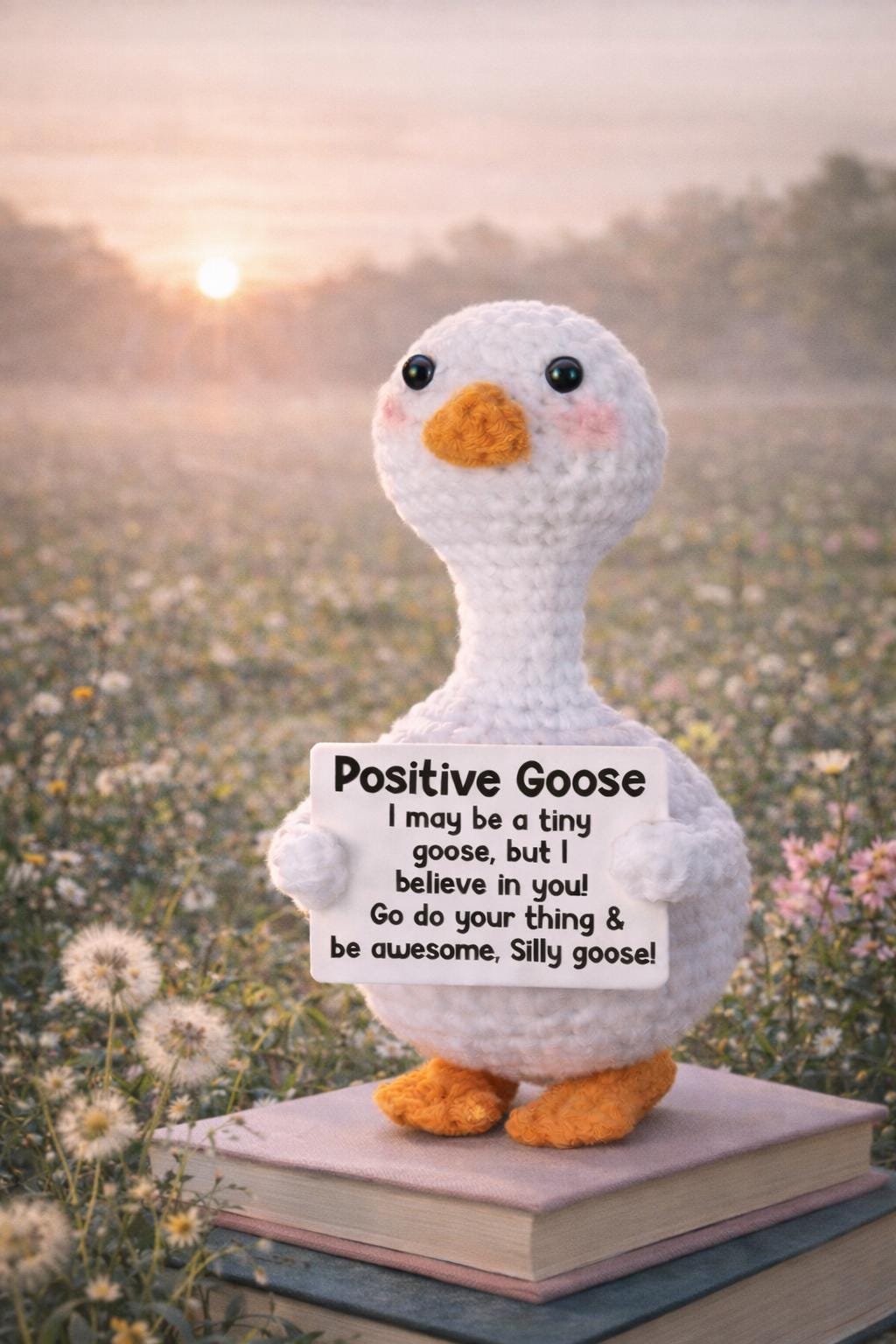 Positive Goose Crochet Motivational Plush Silly Goose Gift