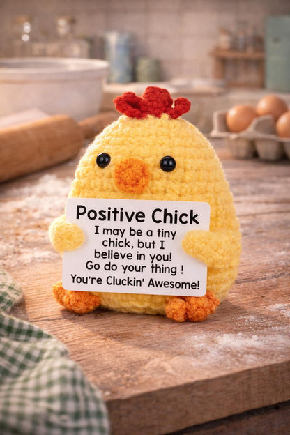 Positive Chick Crochet Motivational Plush with Card Gift