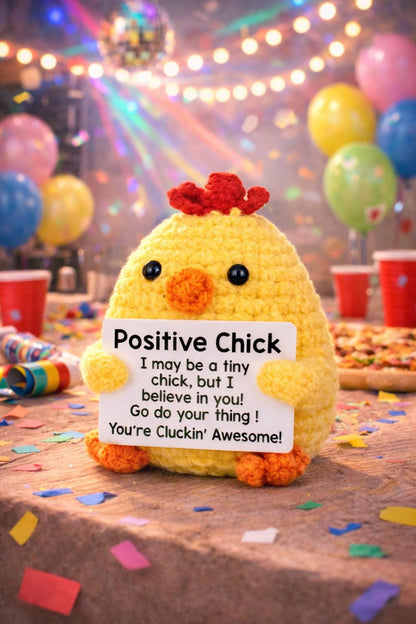 Positive Chick Crochet Motivational Plush with Card Gift