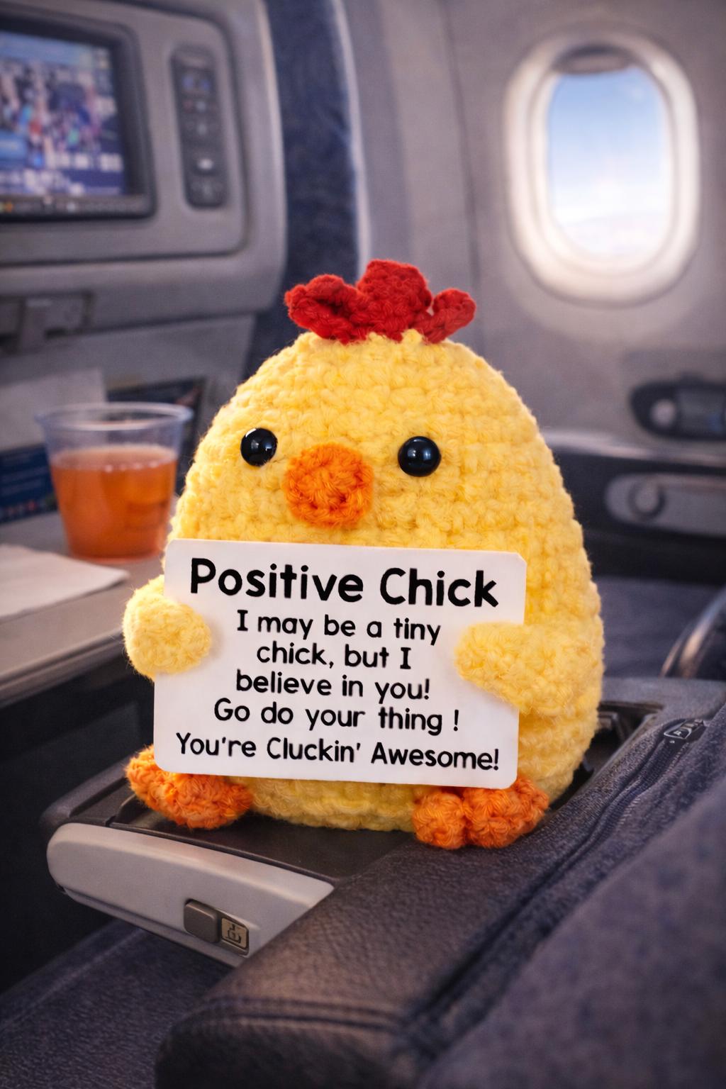 Positive Chick Crochet Motivational Plush with Card Gift