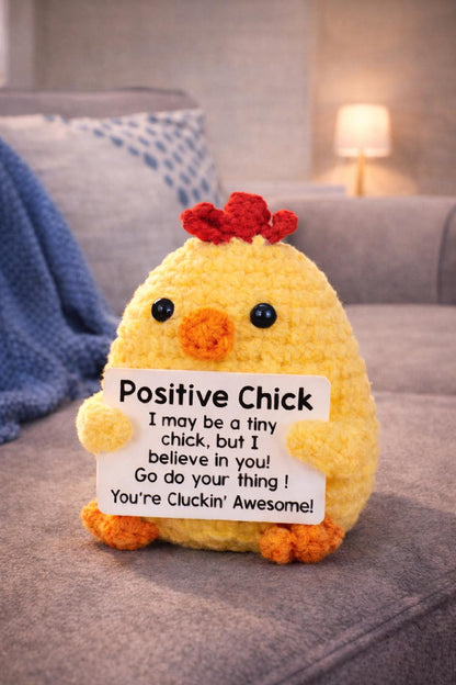 Positive Chick Crochet Motivational Plush with Card Gift