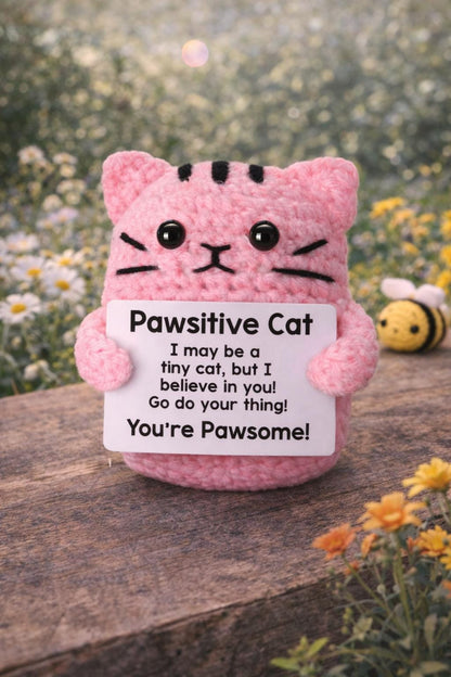 Pawsitive Cat Crochet Motivational Plush You’re Pawsome Gift