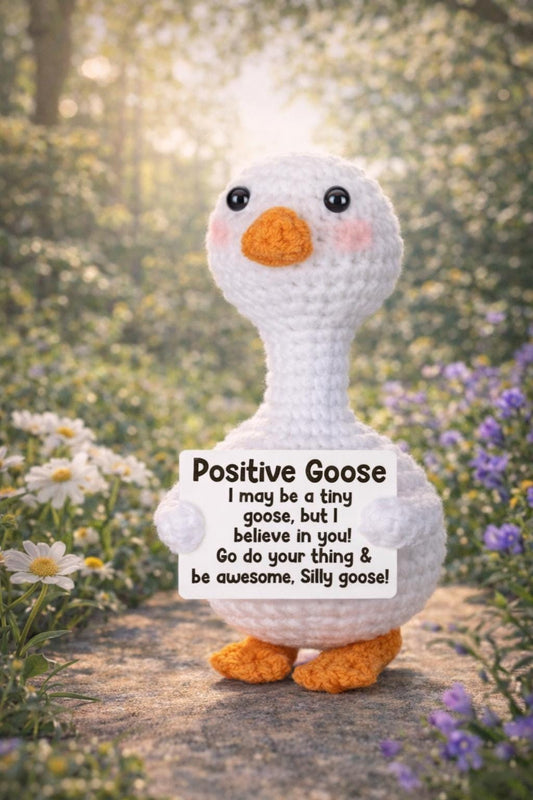 Positive Goose Crochet Motivational Plush Silly Goose Gift