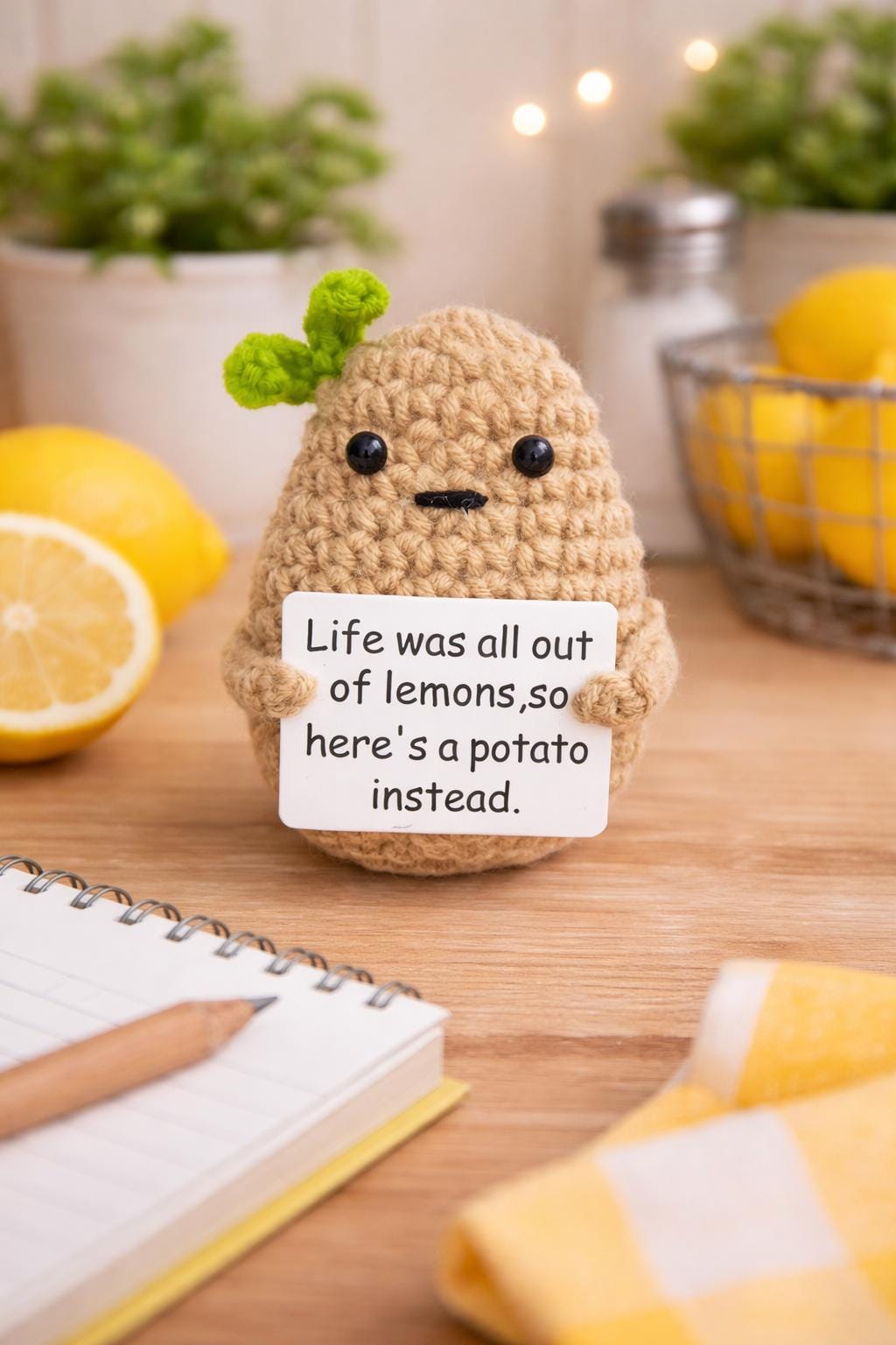 Funny Crochet Potato Plush – Life Was All Out of Lemons