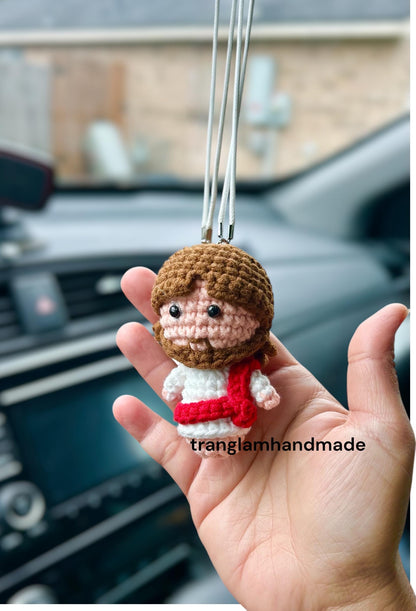 Crochet Mini Jesus Keychain/Hanging, Birthday Gift