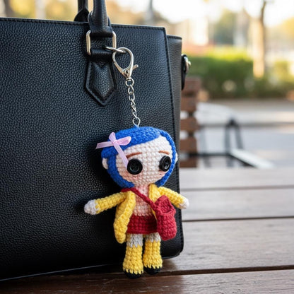 Crochet Coraline Keychain