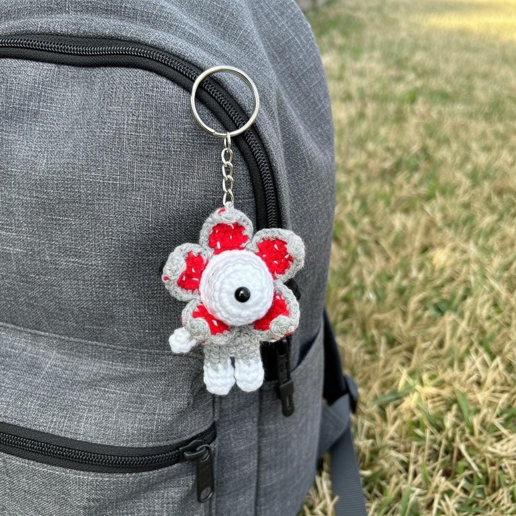 Crochet Snoopy Keychain: Soft Baby Yarn, Party Hat