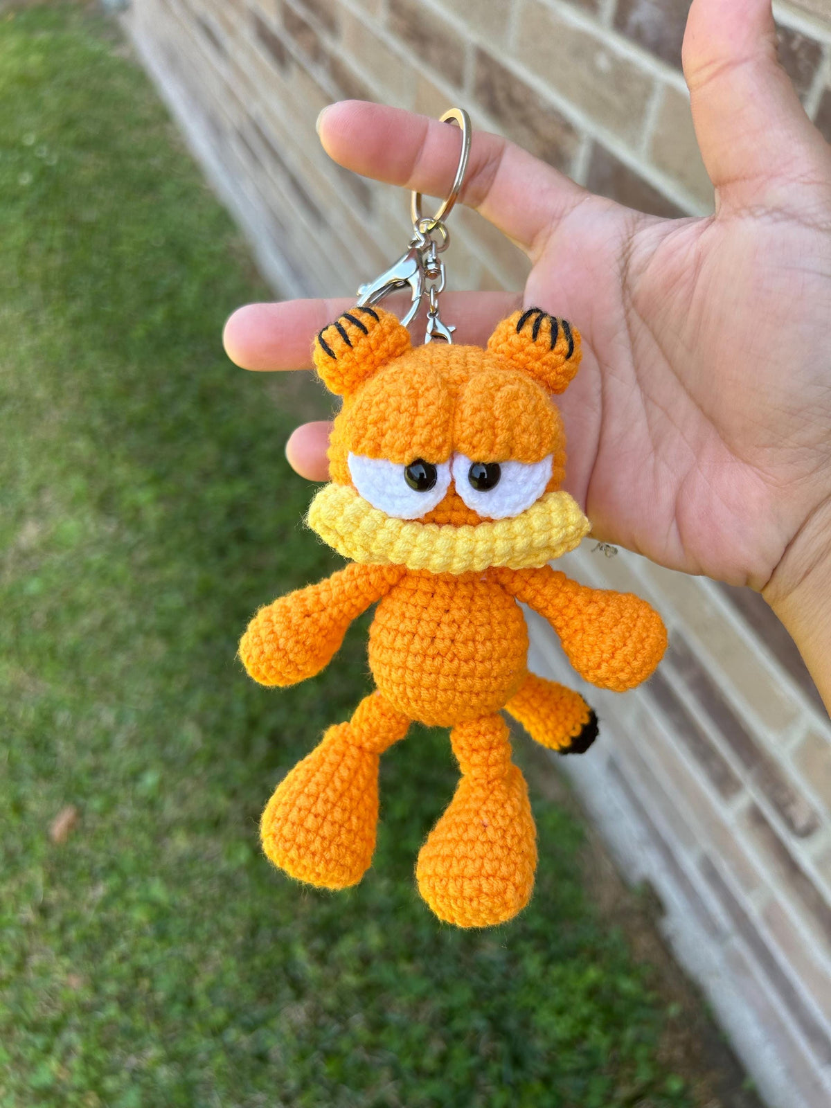 Crochet Garfield Cat with Keychain