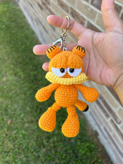 Crochet Garfield Cat with Keychain