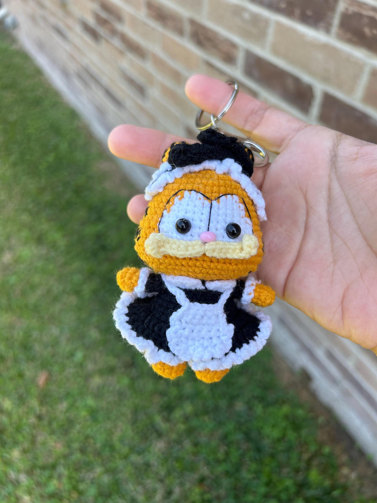 Crochet Garfield Cat with Keychain